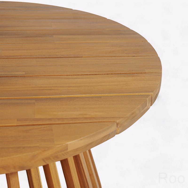 Table basse d'extérieur en bois d'acacia, ronde, Teck