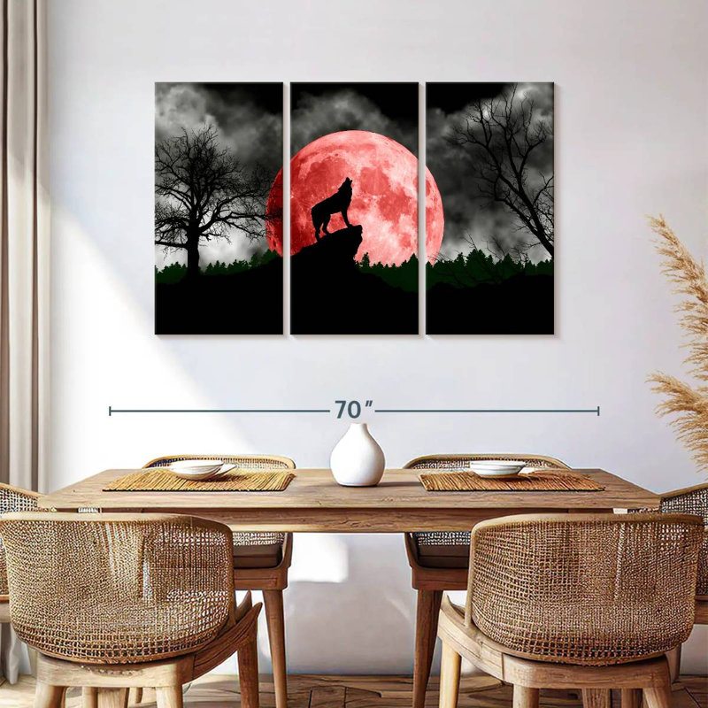 Loup et lune, H 36 po x l 57 po