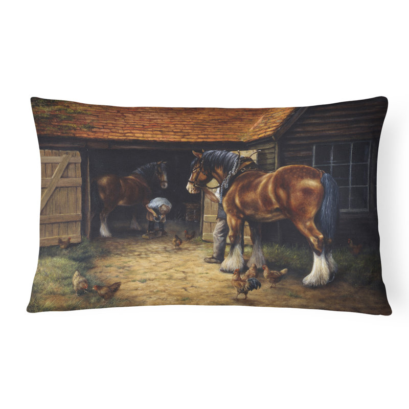  Coussin intérieur / extérieur Horse and the Blacksmith par Daphne Baxter