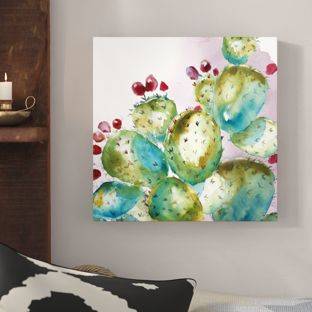 " Succulent Prickly Pear Cactus " by Tre Sorelle Studios Painting Print Bungalow Rose