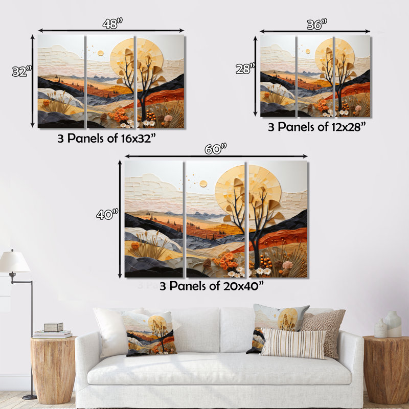 Canyon Mirage I sur toile, 3 pièces, H 28 po x l 36 po x P 1 po