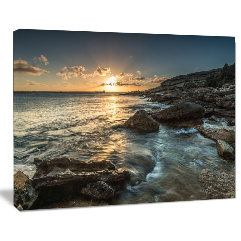 Sydney Beach with Bright Sunset Seashore, reproduction de photo sur toile tendue, H 8 po x l 12 po x P 1 po