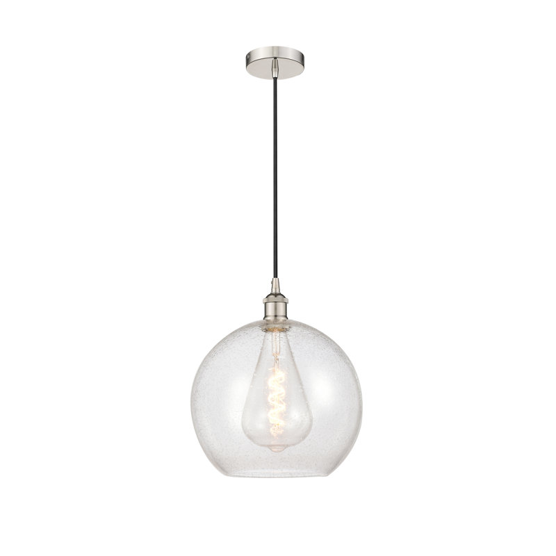 Luminaire suspendu sphère 1 lumière Ralph, Nickel poli, Bullé