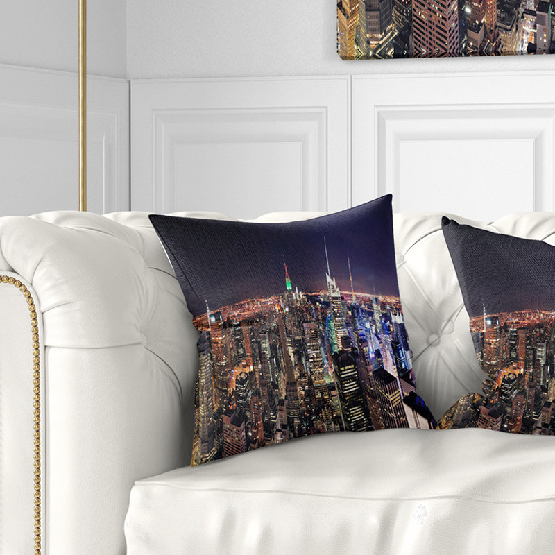 Coussin décoratif de la vue aérienne cityscape, 16 po x 1 po, Coussin décoratif