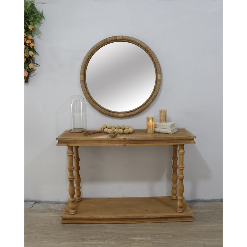 Miroir rond en rotin 31,9 po