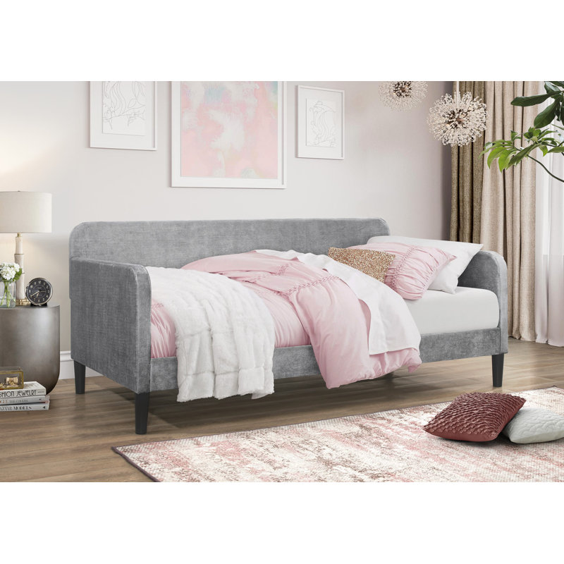 Granillo Upholstered Velvet Daybed, Silver Gray