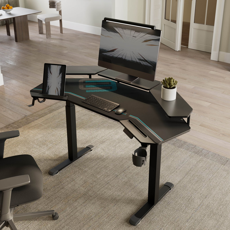 Adjustable Height Synthetic Laminate Steel Standing Desk, Black