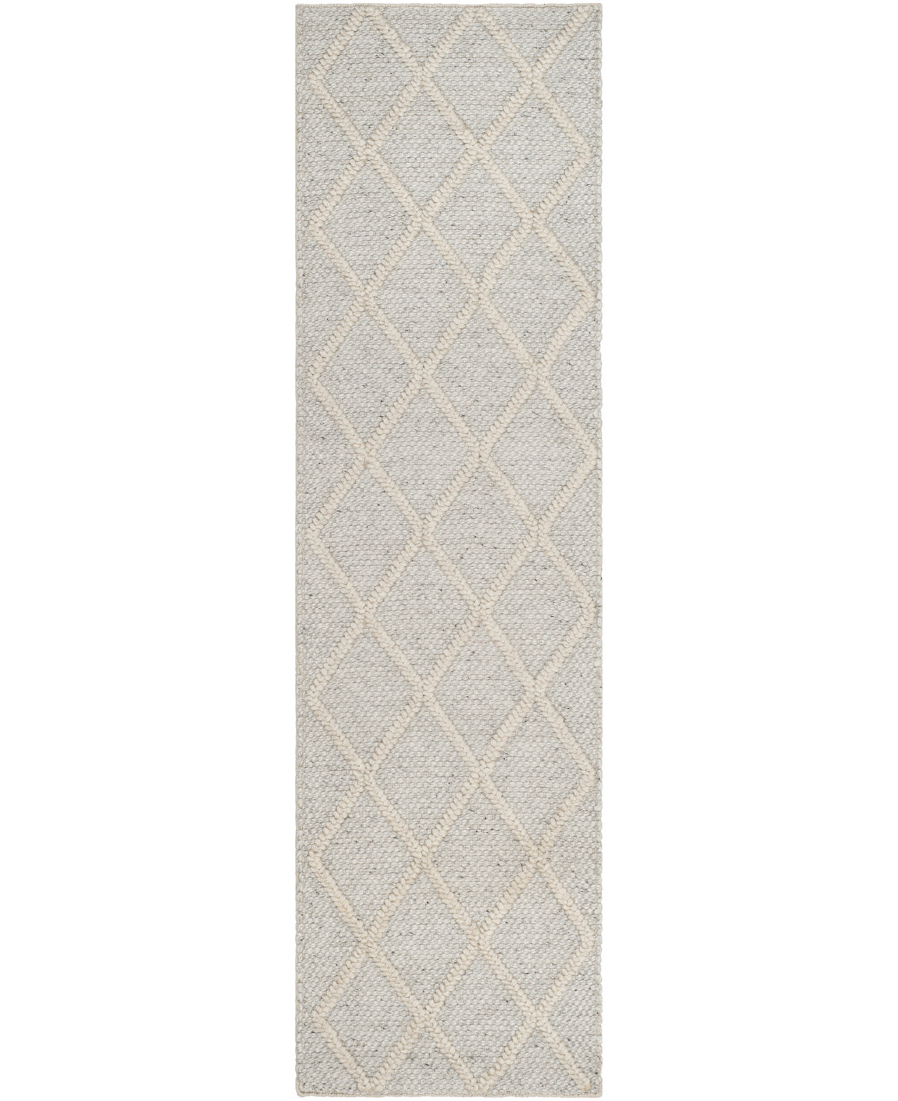 Russo Silver Ivory Flatweave Geometric Rug, Runner 2'3" x 7'