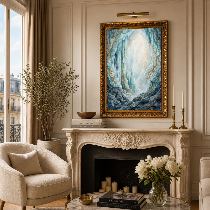 Art mural sur toile Teal Ice Cave, H 24 po x l 16 po