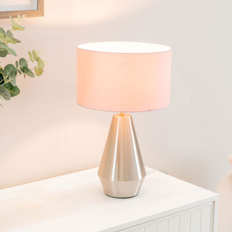 Metal Table Lamp, Blush Pink, Silver