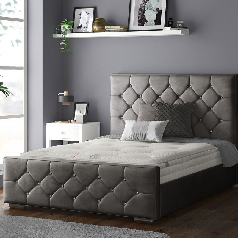 Chen Upholstered Bed, Grey, Kingsize (5')