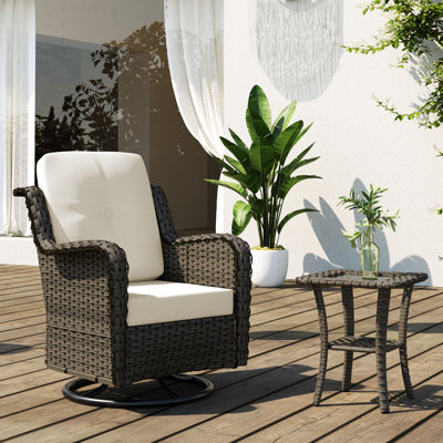 Outdoor Avalise Rocker Metal Chair with Cushions by Lark Manor