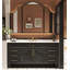 Meuble-lavabo français rétro en bois d'hévéa avec comptoir en pierre frittée