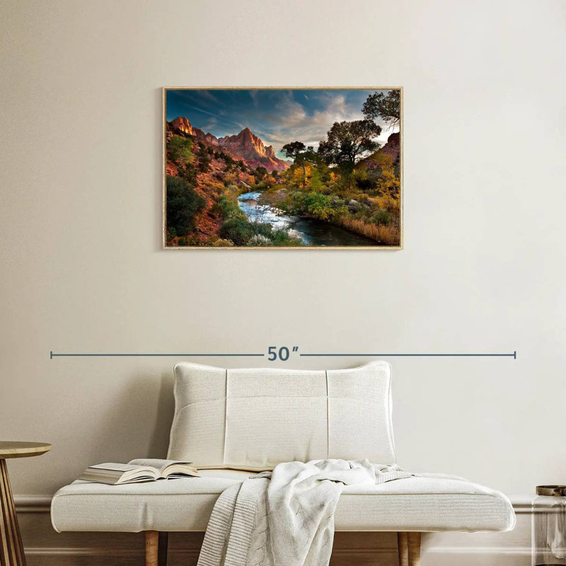 Paysage de Sion, Cadre flottant en bois naturel, 31 po x 21 po