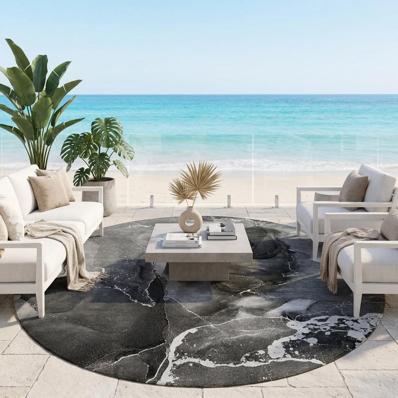 Tapis extérieur rond rond antidérapant 8 pi