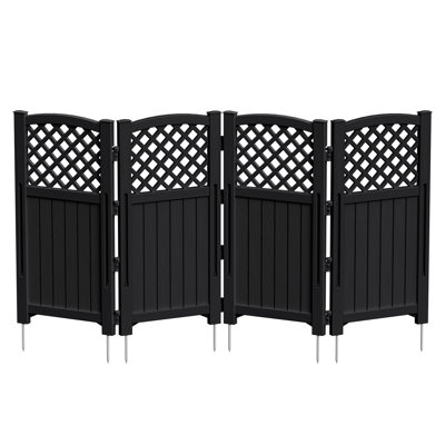 Écran d'intimité extérieur en résine, 4 panneaux de clôture pour patio
