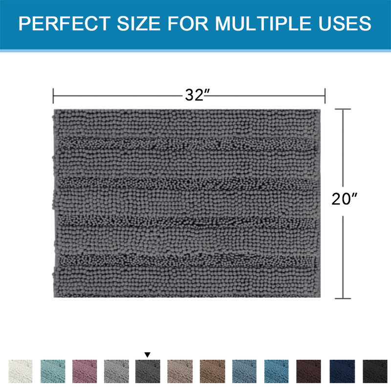 Tapis pour salle de bain Joaquin, l 20 po x L 32 po, gris