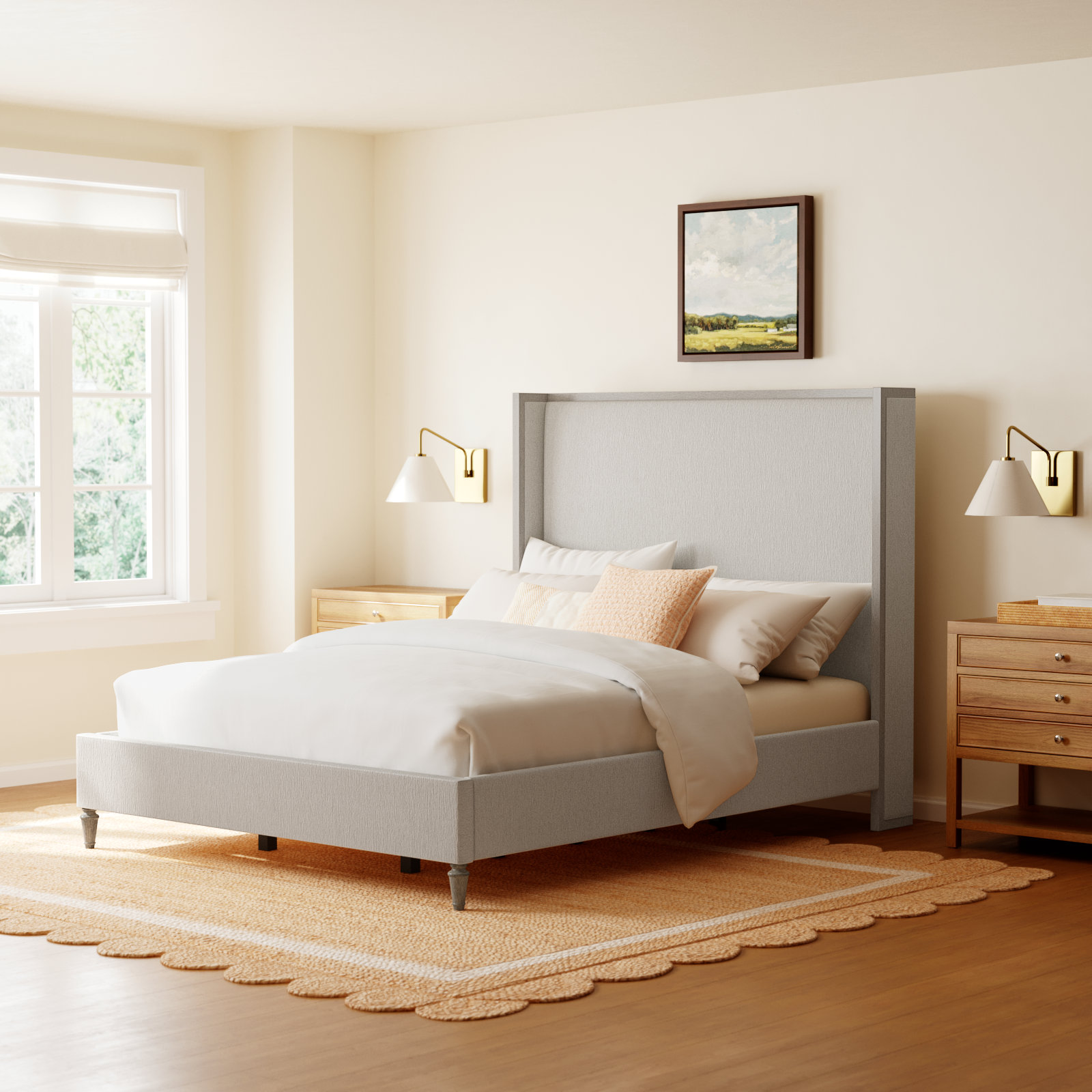 Dinora Wingback Bed, Queen