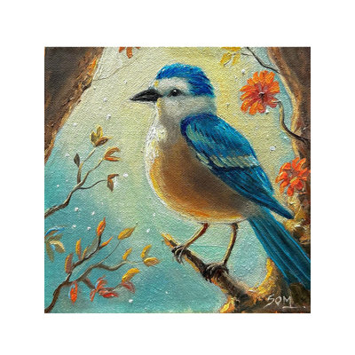 Un petit oiseau | Huile sur toile | Par Somnath Harne