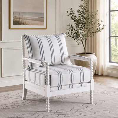 Élégante chaise d'appoint rembourrée avec motif à rayures classique