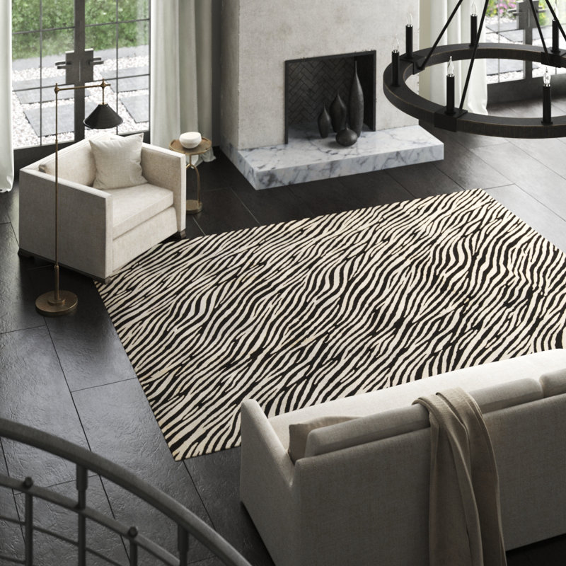Himalayan Abstract Area Rug in Black