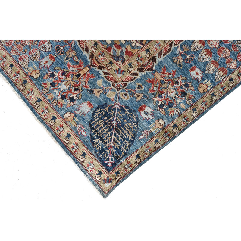 High-Quality Hand-Knotted Blue And Red Area Rug