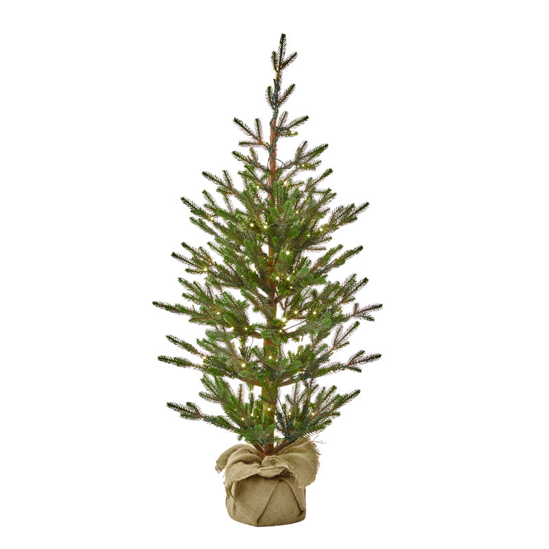 Jeune sapin de 1,20 m (4 pi) avec double micro-DEL et télécommande, recouvert de toile de jute