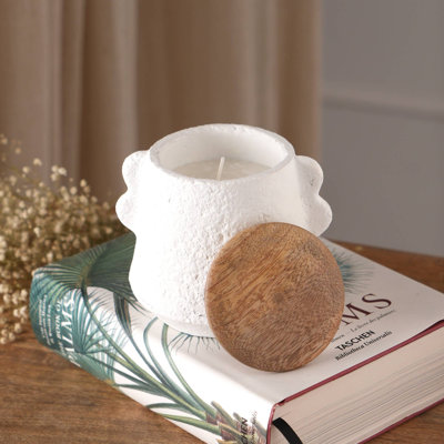 Bougie en pot | Bougie avec couvercle en bois Ecomix | Bougie parfumée Mimosa | 8 oz