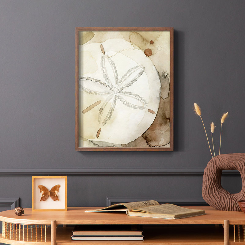 Dry Sand Dollar I, reproduction encadrée - bois massif, H 10 po x l 8 po, Brun