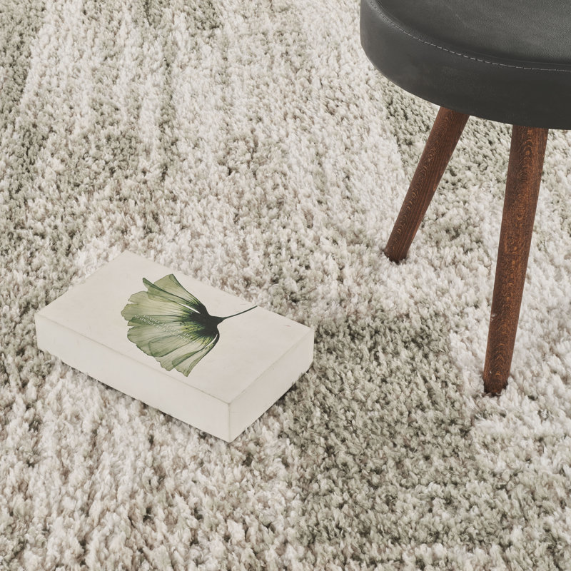Haven Green & Beige Abstract Shag Modern Rug, Green/Beige, 6'4" x 9'4"