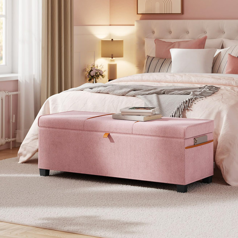 Storage Ottoman Bench, Jelly Pink