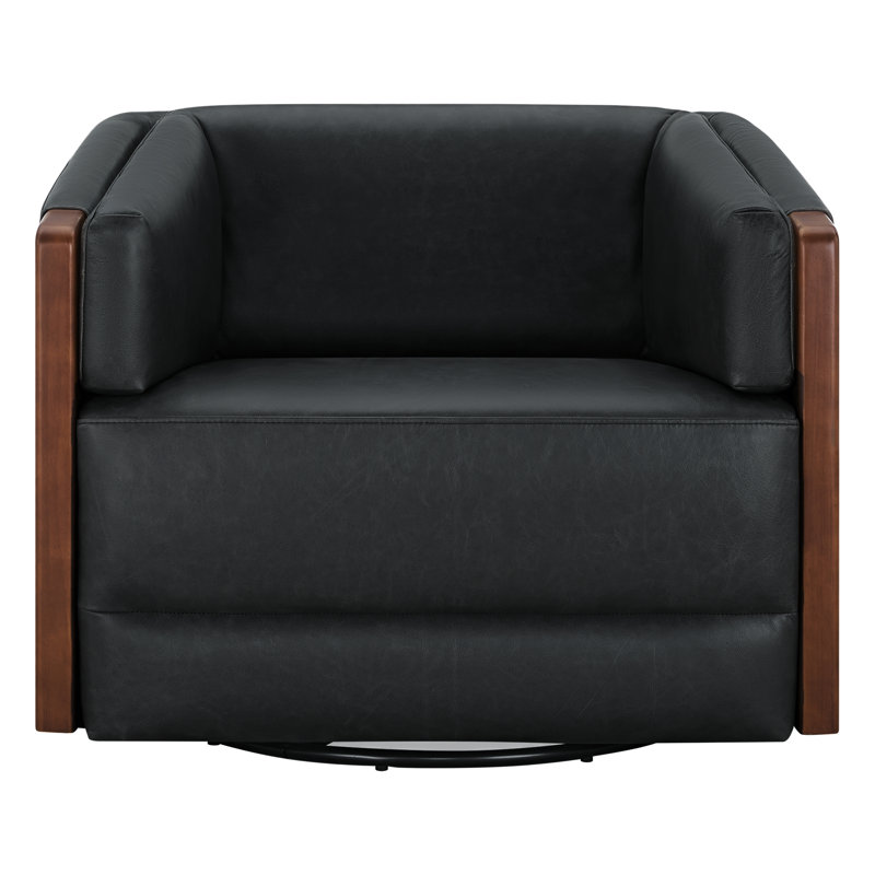 Chaise d'appoint pivotante Audrey (ensemble de 2), Cuir véritable Onyx