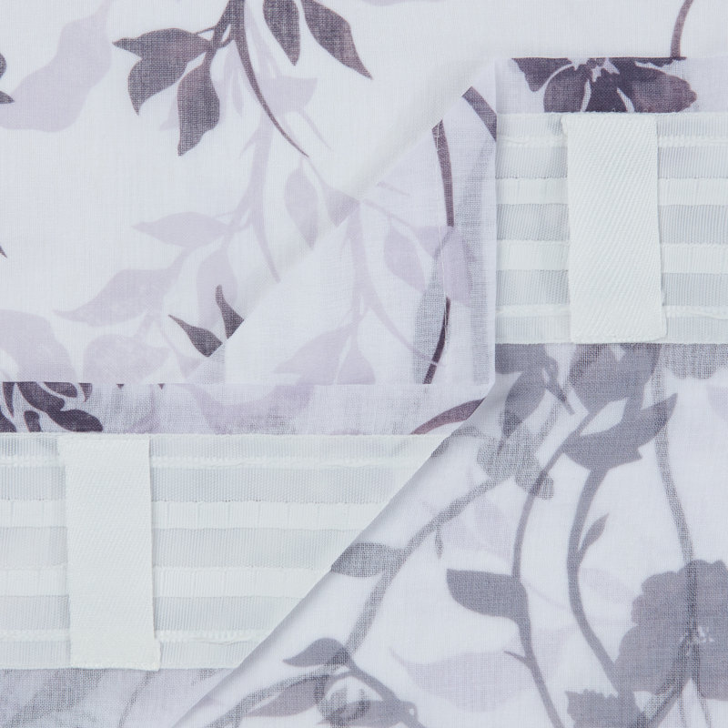 Keohane 2-Panel Floral Textured Sheer Curtain Panels 3-In-1 Back Tab, Rod Pocket, Ring Tab, Aubergine, 52" W x 84" L