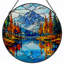 Panneau de vitrail 12 "H Mountain Lake-283192684