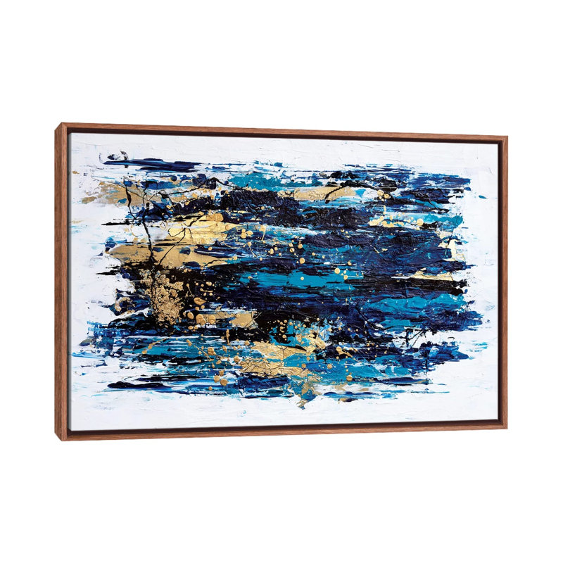 Blue Tide par Nikki Chauhan-impression d’art graphique, Pas de tapis, H 40 po x l 60 po x 1,5 po