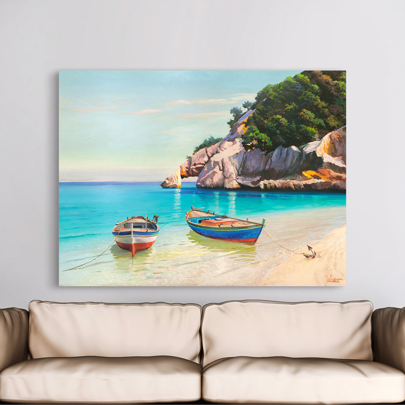 Boats in the Cove, Sardinia, Italy by Adriano Galasso - Wrapped Canvas Art Prints, 70cm H x 100cm W x 4cm D