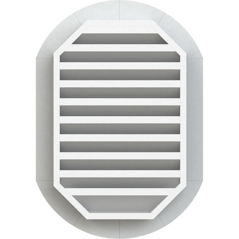 Évent à pignon vertical en PVC avec cadre plat et bordure blanche, H 39 po x l 29 po x P 3 po