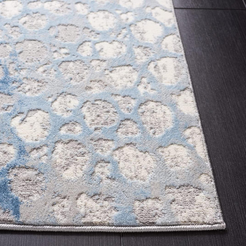 Gupton Abstract Gray/Blue Area Rug, Square 6'7"