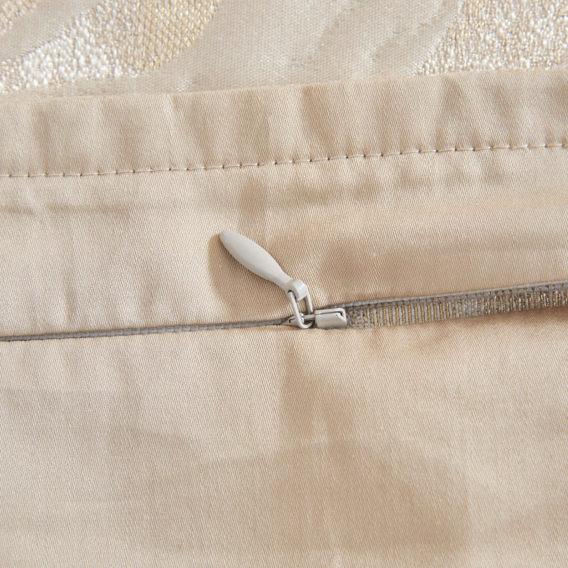 Ensemble de housse de couette pour très grand lit avec lustre métallique Lurex - IMANI 3 pièces (couette + 2 taies décoratives), bordure à bride, fermeture à glissière cachée, dossier en satin de coton - literie moderne Glam