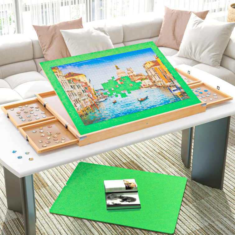 Fanwer Jigsaw Puzzle Board Puzzle Table with Drawers Up To 1500