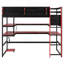Lit mezzanine en bois avec bureau, support de rangement latéral, tablettes multiples et lumière RVB-1909180098-1909180125
