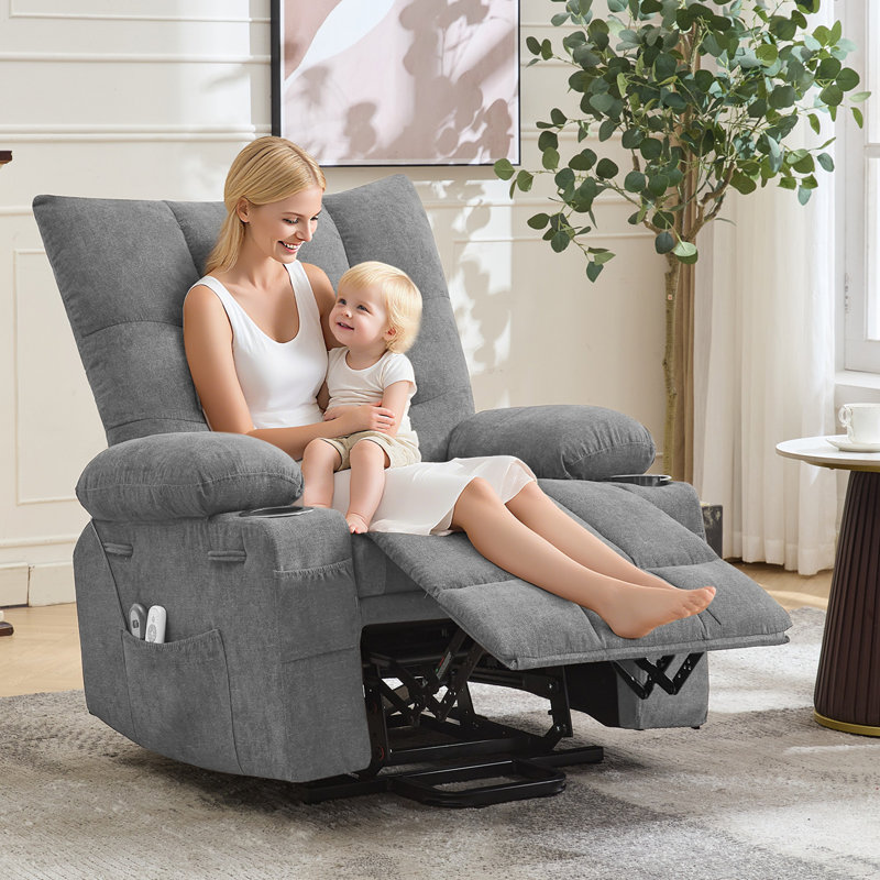Power Lift Recliner Chair Heated Massage Electric Recliner with Cup Holders and Side Pocket