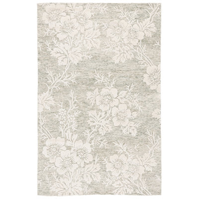 Glamour 151 Hand Tufted Wool/Cotton/Viscose Floral Rug in Green/Ivory