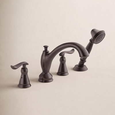 Garniture de robinet de baignoire romaine à deux poignées avec inverseur et douchette Linden