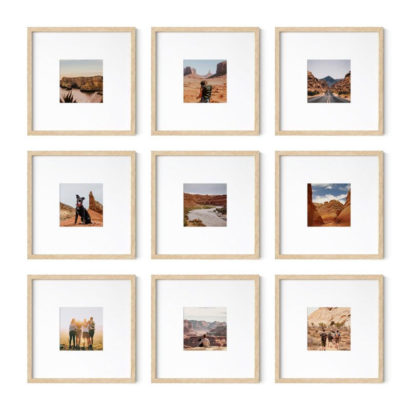 Cadre photo - ensemble de 9, 4 po x 4 po, 8 po x 8 po, Beige