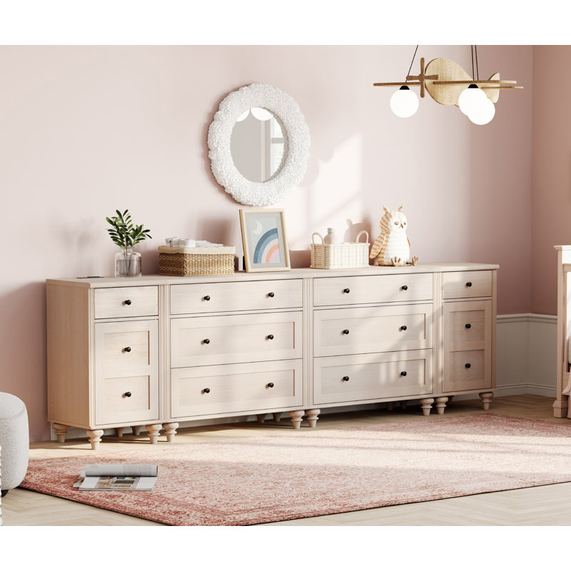 Commode 8 tiroirs Scarlett, Beige / Beige