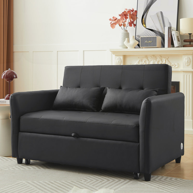 Lit convertible de 51,57 po, fauteuil ajustable surdimensionné, Black Faux Leather