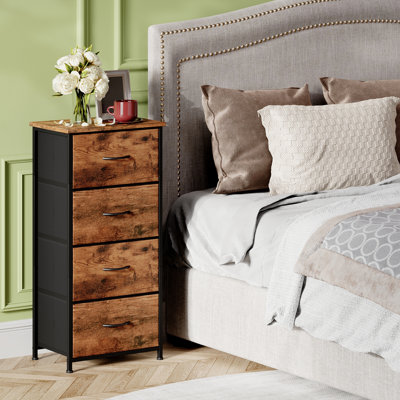 Commode pour chambre à coucher avec 4 tiroirs, commode de rangement avec bacs en tissu amovibles pour le placard de chevet, vestibule, chevet