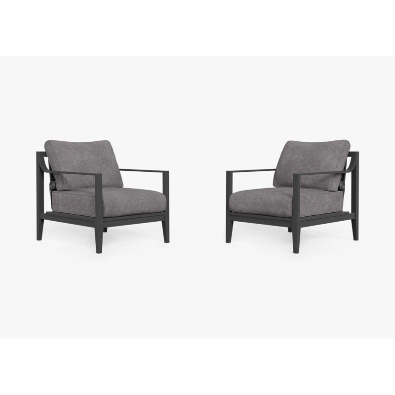 Charcoal Aluminum Outdoor Armchair Conversation Set, Dark Pebble Gray