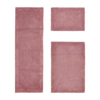 Ensemble de tapis pour salle de bain réversible 100% coton 2370 g / m² Merkel - ultra doux, très absorbant, lavable à la machine, certifié OEKO-TEX, idéal pour la douche, la baignoire et le meuble-lavabo, rose